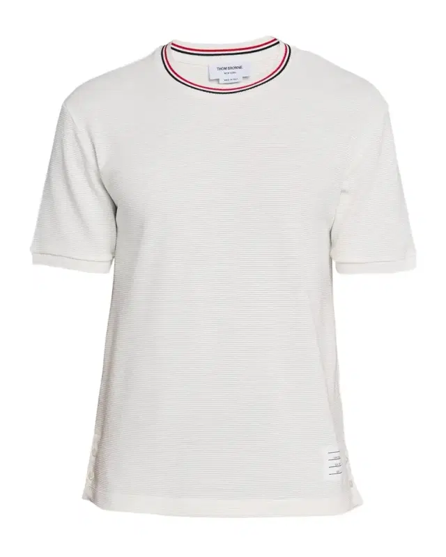 Men's Stripe-Neck Trim Waffle Knit T-Shirt