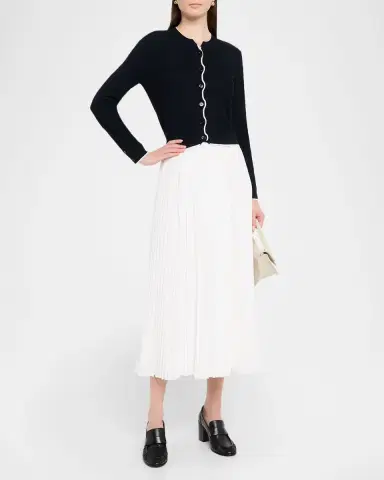 Thom Browne Textured Stitch Crew Neck Cardigan In Wool Crepe | Thumbnail 2