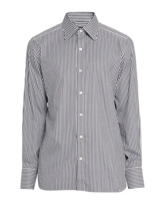 TOM FORD Men 's Silk and Cotton Ladder Stripe Slim-Fit Dress Shirt