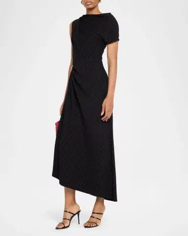 Brandon Maxwell The Lowery Asymmetric Draped Dress | Thumbnail 4 Brandon Maxwell The Lowery Asymmetric Draped Dress | Thumbnail 4