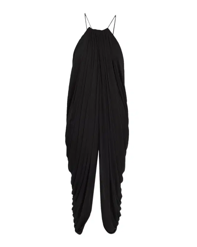 Draped Anagram Backless Midi Dress