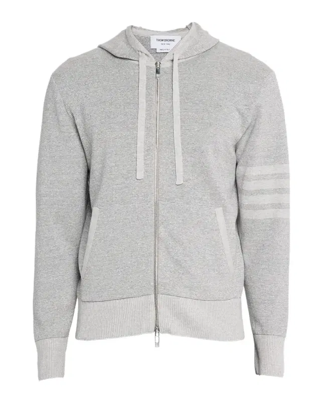 Men's Cotton 4-Bar Stripe Sleeve Full-Zip Hoodie