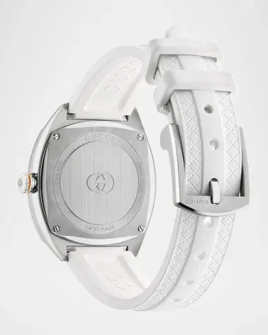Gucci 29mm Interlocking Diamond Watch with Rubber Strap, White | Thumbnail 3 Gucci 29mm Interlocking Diamond Watch with Rubber Strap, White | Thumbnail 3