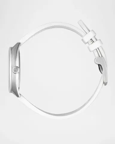 Gucci 29mm Interlocking Diamond Watch with Rubber Strap, White | Thumbnail 4 Gucci 29mm Interlocking Diamond Watch with Rubber Strap, White | Thumbnail 4