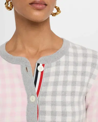 Thom Browne Fun Mix Gingham Check Cropped Cardigan | Thumbnail 5 Thom Browne Fun Mix Gingham Check Cropped Cardigan | Thumbnail 5