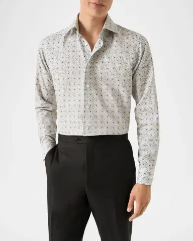 Eton Men's Signature Cotton Tencel Medallion Contemporary-Fit Dress Shirt | Thumbnail 4