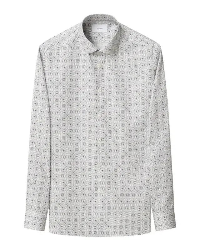 Eton Men 's Signature Cotton Tencel Medallion Contemporary-Fit Dress Shirt