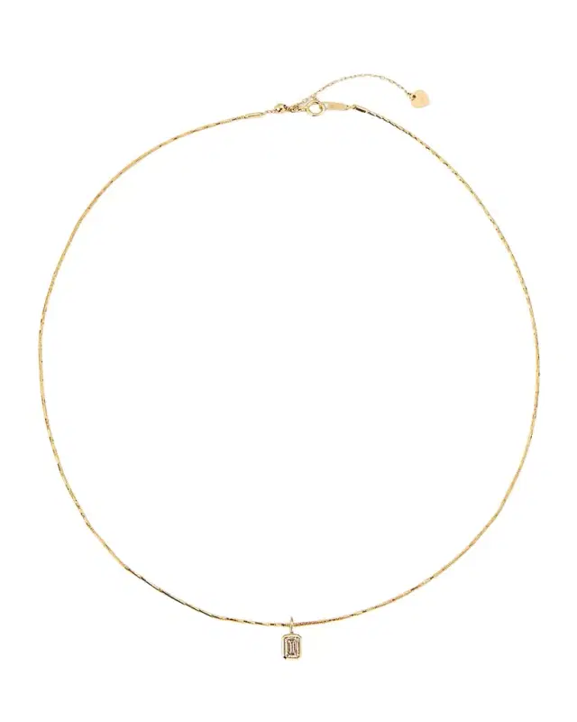 18K Lab Diamond Emerald Cut Pendant Collar Necklace