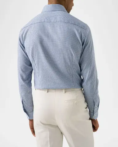 Eton Men's Signature Oxford Grid Check Contemporary-Fit Dress Shirt | Thumbnail 3 Eton Men's Signature Oxford Grid Check Contemporary-Fit Dress Shirt | Thumbnail 3
