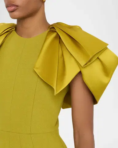 Dice Kayek Satin Bow-Sleeve Mini Crepe Dress | Thumbnail 5
