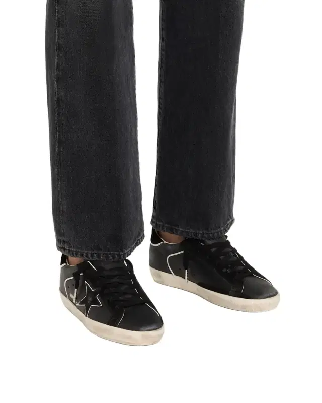 Super-Star Mixed Leather Low-Top Sneakers with Metallic Piping