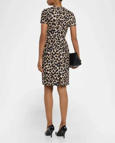 Dice Kayek Leopard-Print Short-Sleeve Sheath Dress | Thumbnail 3 Dice Kayek Leopard-Print Short-Sleeve Sheath Dress | Thumbnail 3