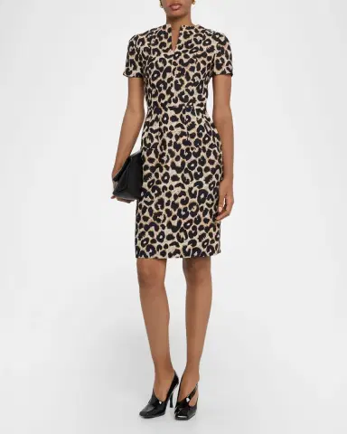 Dice Kayek Leopard-Print Short-Sleeve Sheath Dress | Thumbnail 4 Dice Kayek Leopard-Print Short-Sleeve Sheath Dress | Thumbnail 4