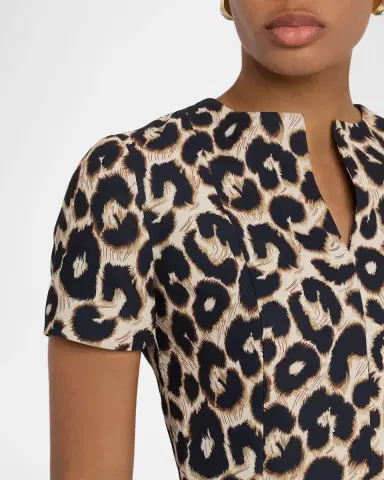Dice Kayek Leopard-Print Short-Sleeve Sheath Dress | Thumbnail 5 Dice Kayek Leopard-Print Short-Sleeve Sheath Dress | Thumbnail 5