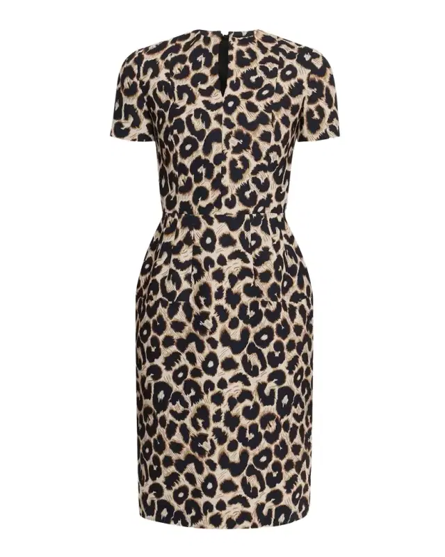 Dice Kayek Leopard-Print Short-Sleeve Sheath Dress
