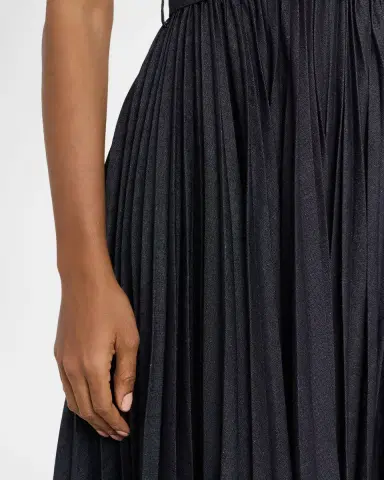 Dice Kayek Sleeveless Pleated Denim Midi Dress With Belt | Thumbnail 4