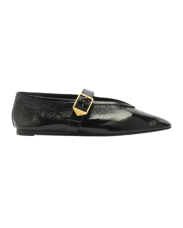 Schutz Courtney Leather Buckle Flats