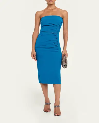 Chiara Boni La Petite Robe Strapless Ruched Bodycon Midi Dress | Thumbnail 2 Chiara Boni La Petite Robe Strapless Ruched Bodycon Midi Dress | Thumbnail 2