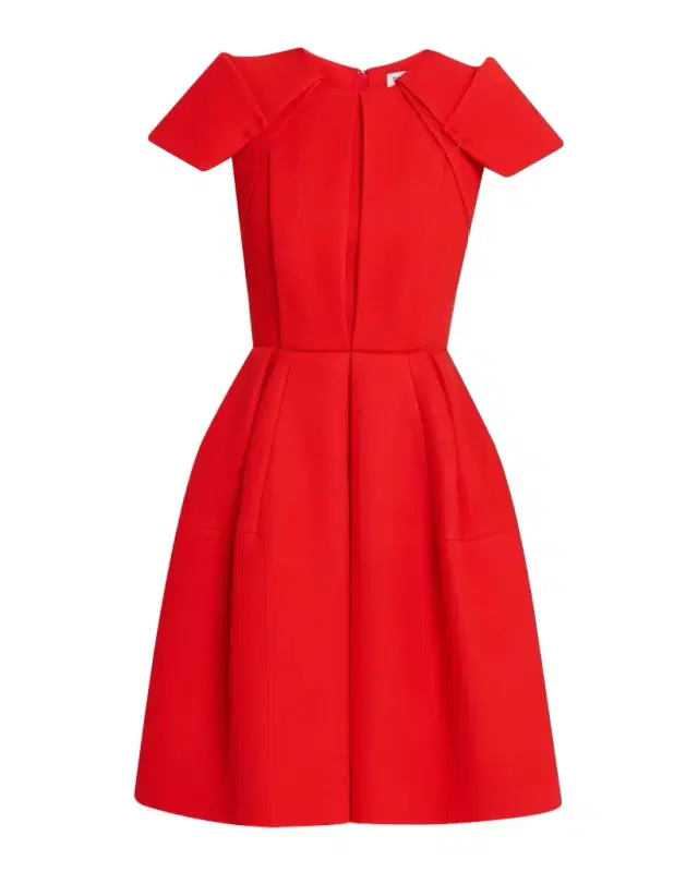Short-Sleeve Pleated Mini Dress