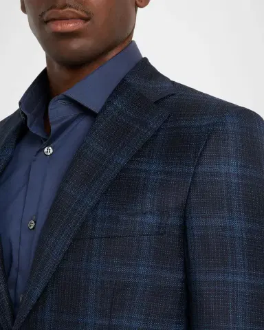 Brioni Men's Plaid Single-Breasted Blazer Jacket | Thumbnail 5 Brioni Men's Plaid Single-Breasted Blazer Jacket | Thumbnail 5