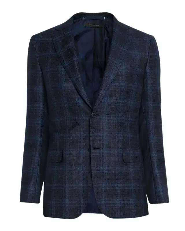 Men 's Plaid Single-Breasted Blazer Jacket