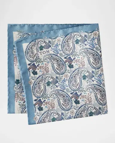 Eton Men's Paisley Silk Pocket Square | Thumbnail 2