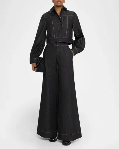 Dice Kayek High-Rise Denim Flare Pants | Thumbnail 2