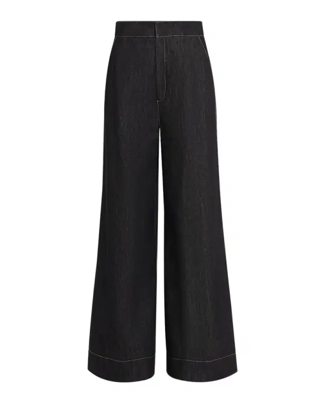 High-Rise Denim Flare Pants