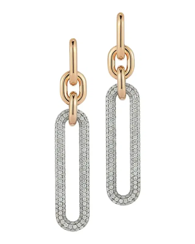 Morrell Diamond Elongated Link Small Hoop Earrings