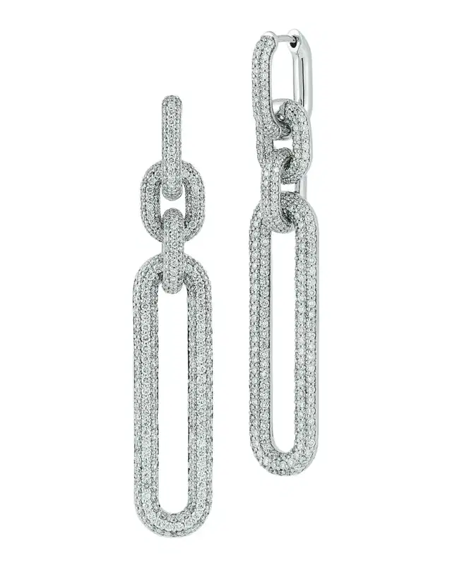 Morrell 18K White Gold All Diamond Drop Earrings
