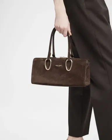 Giorgio Armani Ring-Embellished Suede Top-Handle Bag | Thumbnail 2 Giorgio Armani Ring-Embellished Suede Top-Handle Bag | Thumbnail 2