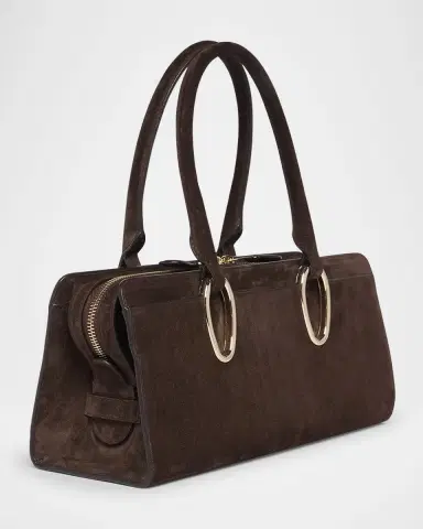Giorgio Armani Ring-Embellished Suede Top-Handle Bag | Thumbnail 3 Giorgio Armani Ring-Embellished Suede Top-Handle Bag | Thumbnail 3
