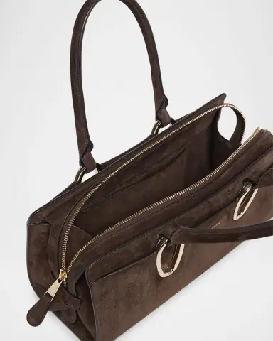 Giorgio Armani Ring-Embellished Suede Top-Handle Bag | Thumbnail 4 Giorgio Armani Ring-Embellished Suede Top-Handle Bag | Thumbnail 4