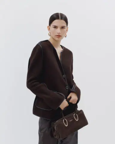 Giorgio Armani Ring-Embellished Suede Top-Handle Bag | Thumbnail 5 Giorgio Armani Ring-Embellished Suede Top-Handle Bag | Thumbnail 5