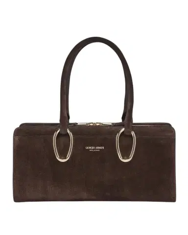 Giorgio Armani Ring-Embellished Suede Top-Handle Bag | Thumbnail 1 Giorgio Armani Ring-Embellished Suede Top-Handle Bag | Thumbnail 1