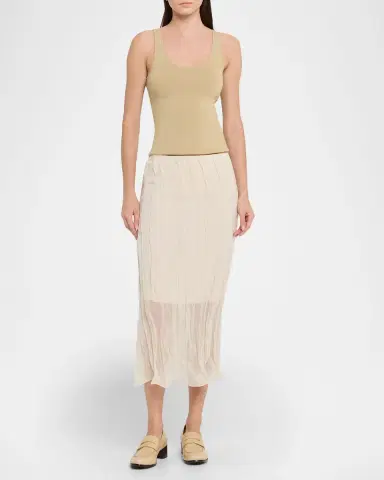Brandon Maxwell James Crinkled Cotton Midi Skirt | Thumbnail 2