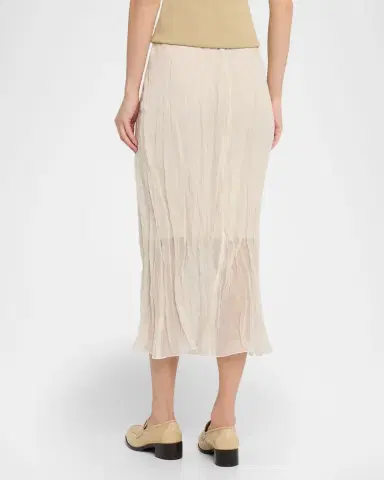 Brandon Maxwell James Crinkled Cotton Midi Skirt | Thumbnail 3