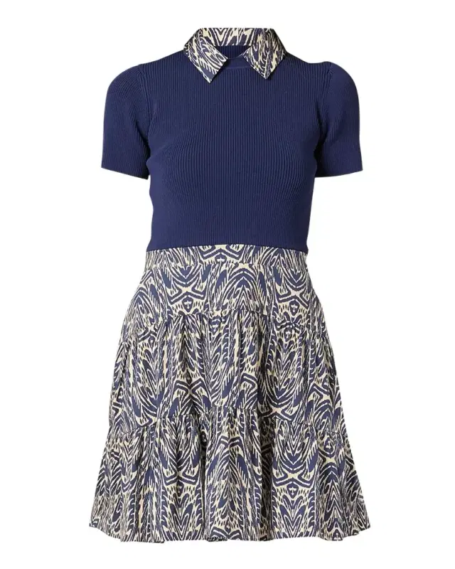 Shoshanna Lena Tiered Mixed Media Mini Dress