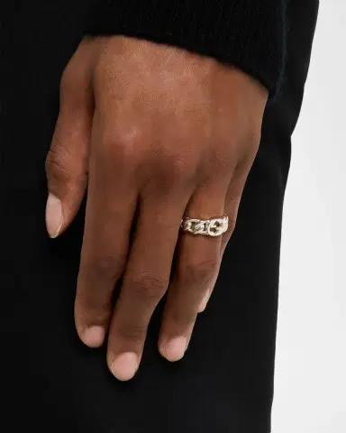 Gucci Men's Sterling Silver Interlocking Chain Ring | Thumbnail 1