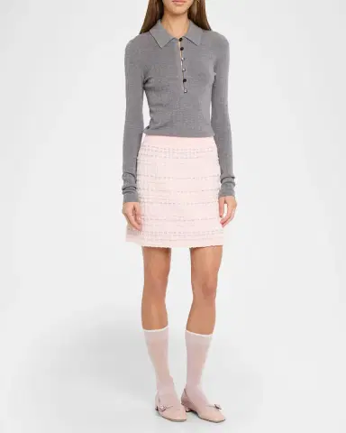 Thom Browne Seersucker Knit Tweed Jacquard Mini Skirt | Thumbnail 2