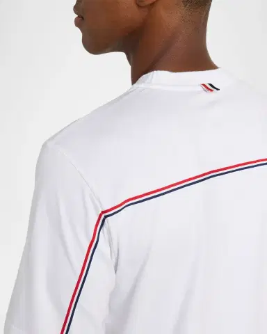 Thom Browne Men's Cotton Stripe-Trim Crewneck T-Shirt | Thumbnail 5 Thom Browne Men's Cotton Stripe-Trim Crewneck T-Shirt | Thumbnail 5