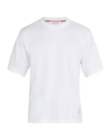 Thom Browne Men's Cotton Stripe-Trim Crewneck T-Shirt | Thumbnail 1 Thom Browne Men's Cotton Stripe-Trim Crewneck T-Shirt | Thumbnail 1