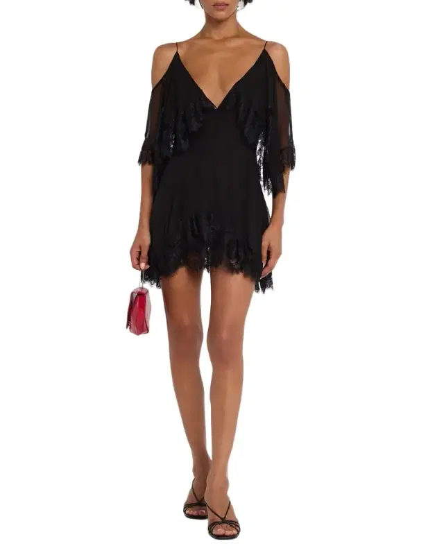 Selune Silk Lace-Trimmed Mini Dress