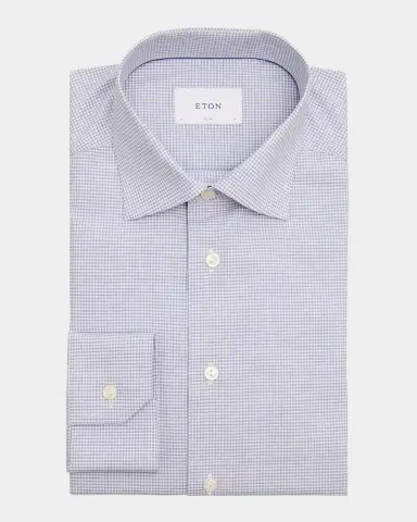Eton Men's Signature Twill Micro-Check Slim-Fit Dress Shirt | Thumbnail 3