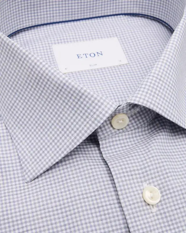 Men 's Signature Twill Micro-Check Slim-Fit Dress Shirt