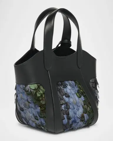 Giorgio Armani Small Feather-Embellished Leather Tote Bag | Thumbnail 3 Giorgio Armani Small Feather-Embellished Leather Tote Bag | Thumbnail 3