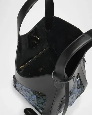 Giorgio Armani Small Feather-Embellished Leather Tote Bag | Thumbnail 4 Giorgio Armani Small Feather-Embellished Leather Tote Bag | Thumbnail 4