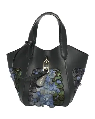 Giorgio Armani Small Feather-Embellished Leather Tote Bag | Thumbnail 1 Giorgio Armani Small Feather-Embellished Leather Tote Bag | Thumbnail 1