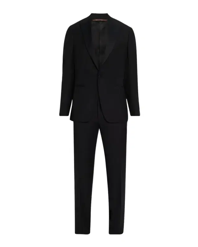 Men 's Textured Wool Peak Lapel Suit