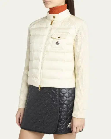 Moncler Padded Wool Zip-Up Cardigan | Thumbnail 4 Moncler Padded Wool Zip-Up Cardigan | Thumbnail 4
